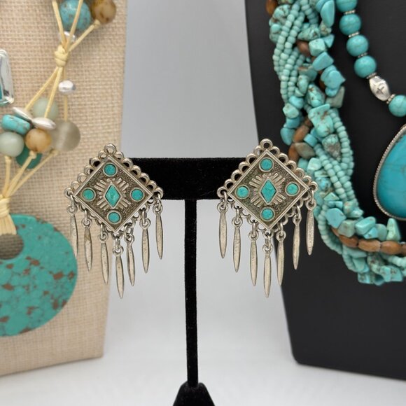 Chico's Costume Jewelry Lot Faux Turquoise Beaded Necklaces Layering Pieces - Picture 7 of 16